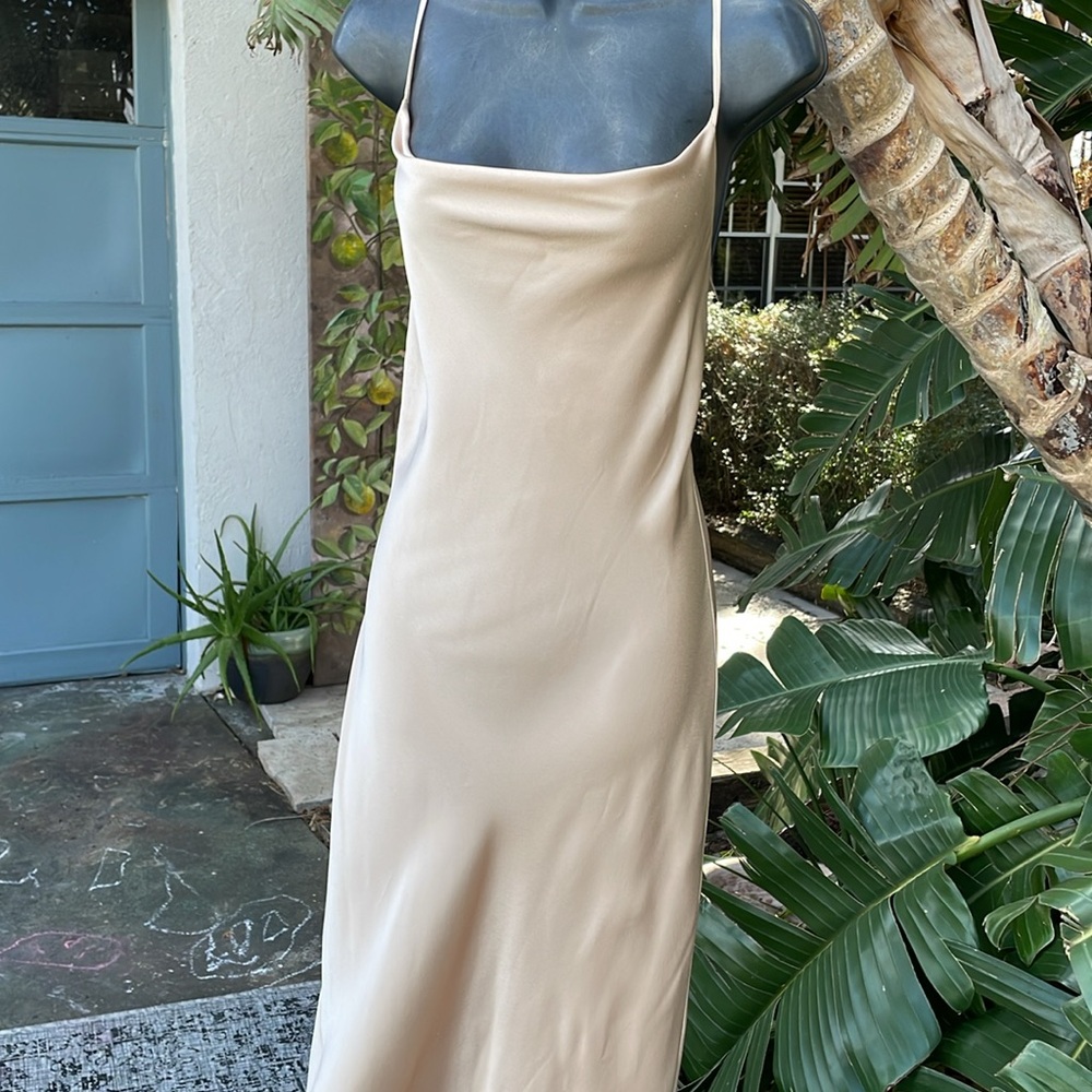 show me your mumu, champagne, satin bias, cut slip dress - Picture 5 of 13